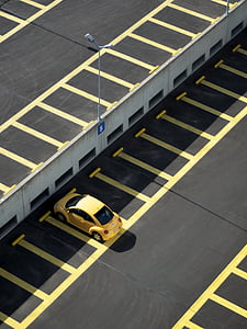 automobilių, automobilių, automobilių stovėjimo aikštelė, parkavimo vietos, linijos, geltona, lijnbaan