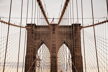 Foto, Brooklyn, Bridge, dagtid, bygge, byen, landskapet