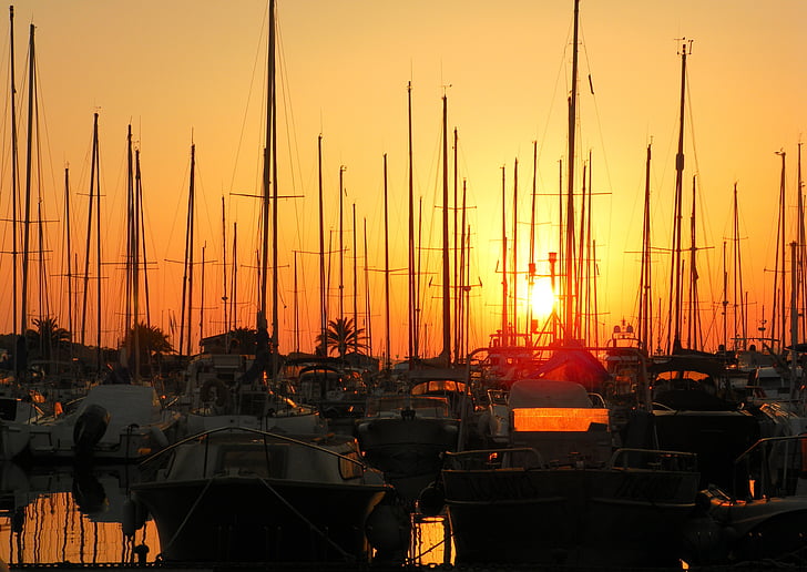 boat, sailing ship, vela, porto, sunset, browse, mediterranean