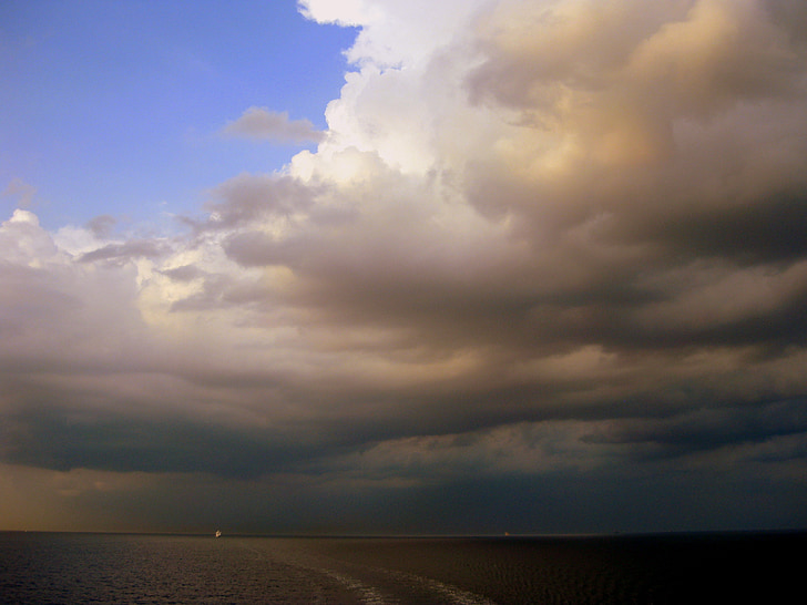Horizon, more, Ocean, oblaky, Cloud, Čiastočne zamračené, Príroda
