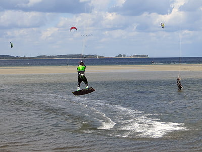 kite surfingu, Sport, sporty wodne, skok, działania, wiatr, wody