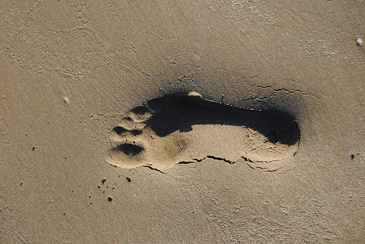 footprint, beach, cadiz, sand, tourism, peaceful, sand beach