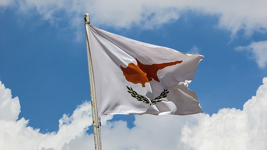 Chipre, Bandeira, a acenar, símbolo, país, vento, Brasão de armas