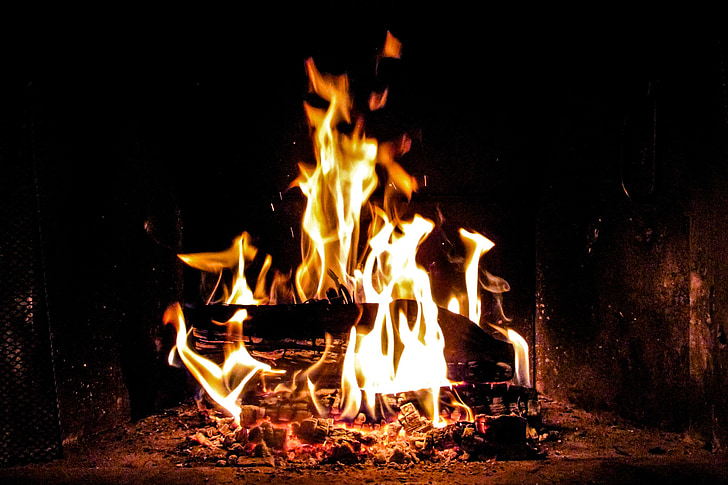 foc, flama, llar de foc, cremar, calenta, brases, fusta