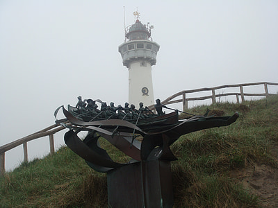 Leuchtturm, Hügel, grau, Statue, Boot, Ruderer