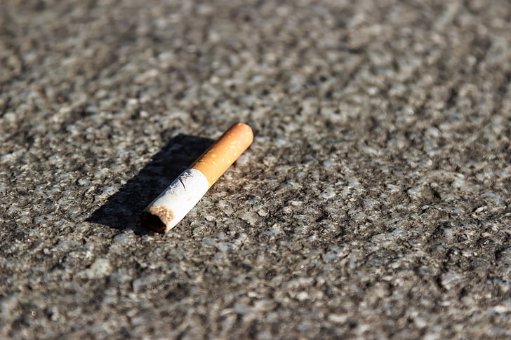 cigarette, smoking, tobacco, cigarette end, throw away, stub, blue haze
