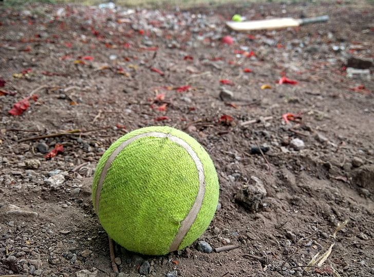 Ball, tennis, sport, bat, au sol