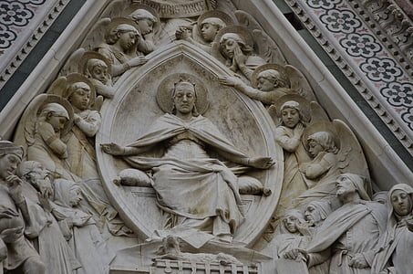 Florence, gevel, de kathedraal, beeldhouwkunst