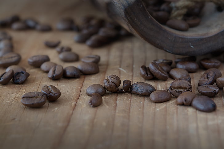 kaffe, kaffebønner, ristede, brun, mørk, naturprodukt, koffein