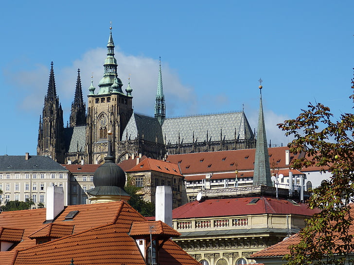 Prague, cidade velha, Dom, Igreja, St. vitus cathedral, gótico, ponte de Charles