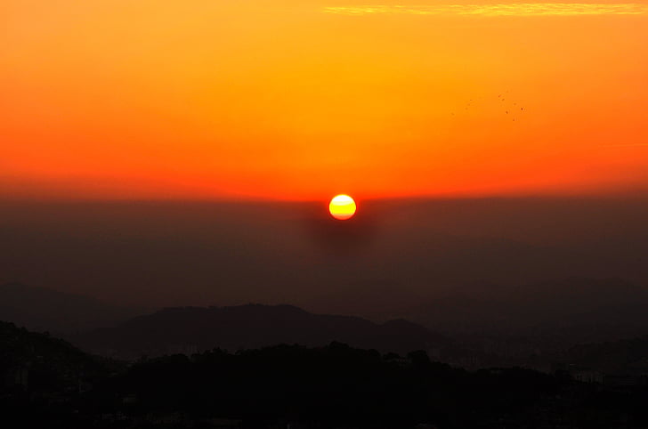 solnedgång, eftermiddag, Brasilien, Sol