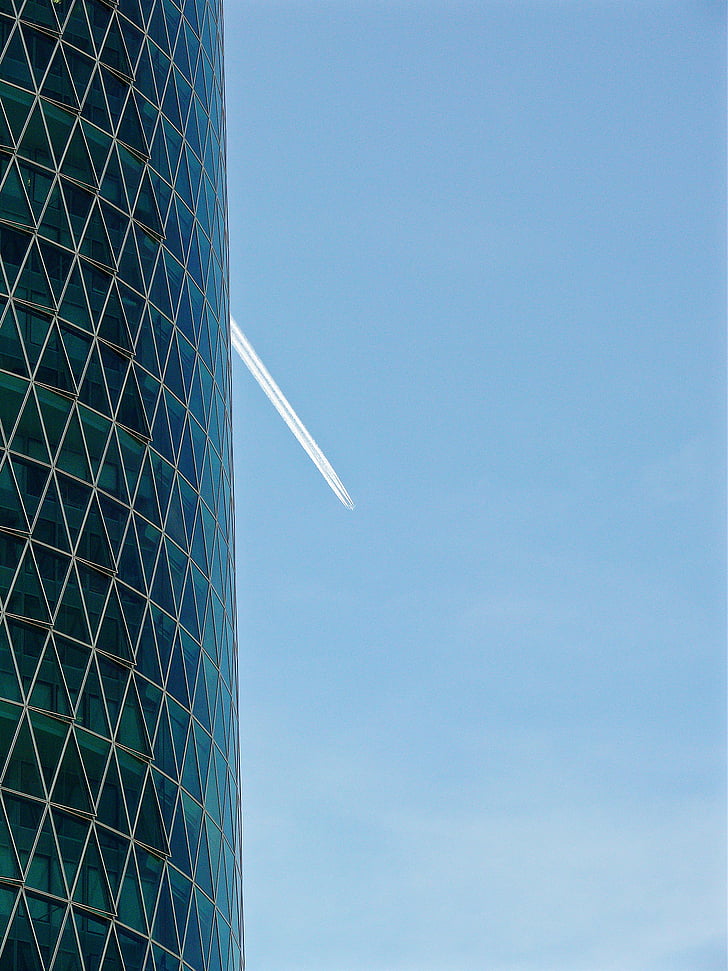 Architektúra, banka mrakodrap, Kancelárska budova, výškové kancelárske budovy, fasáda, okno, Frankfurt