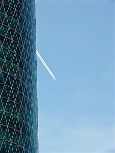 építészet, Bank felhőkarcoló, irodaház, nagy emelkedés irodaház, homlokzat, ablak, Frankfurt