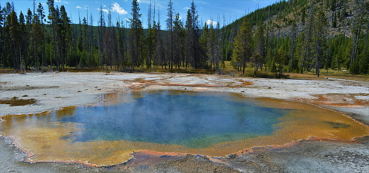Yellowstone, nationaal park, Wyoming, hot springs, natuur, geothermische, stoom
