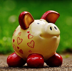 piggy bank, heart, funny, ceramic, save, savings bank, money