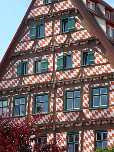 Strona główna, budynek, fachwerkhaus, Ulm, Stare Miasto, fasada domu, zdobione
