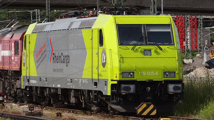 br 119, Rhinen cargo, lokomotoive, Hbf ulm, jernbanespor, toget, transport