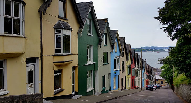 Ouest, vue, maison, terrasse, Cobh, Cork, Irlande