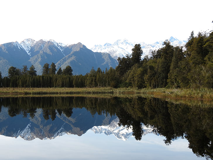 Mount cook, Nový Zéland, Hora, alpské, jezero, sníh, Lake matheson