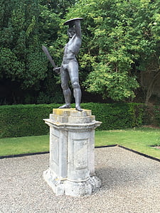 Kip, Blenheim, moški, vrtovi, kiparstvo, metalec, Velika Britanija