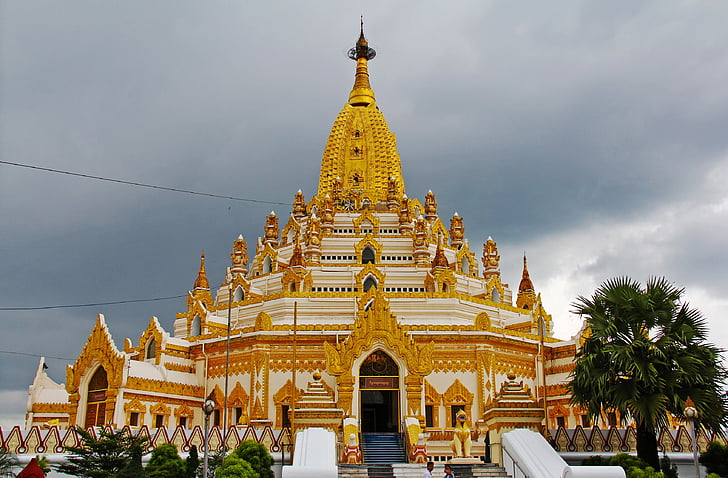 resor, dyrkan, be, Pagoda, gyllene, guld, Yangon