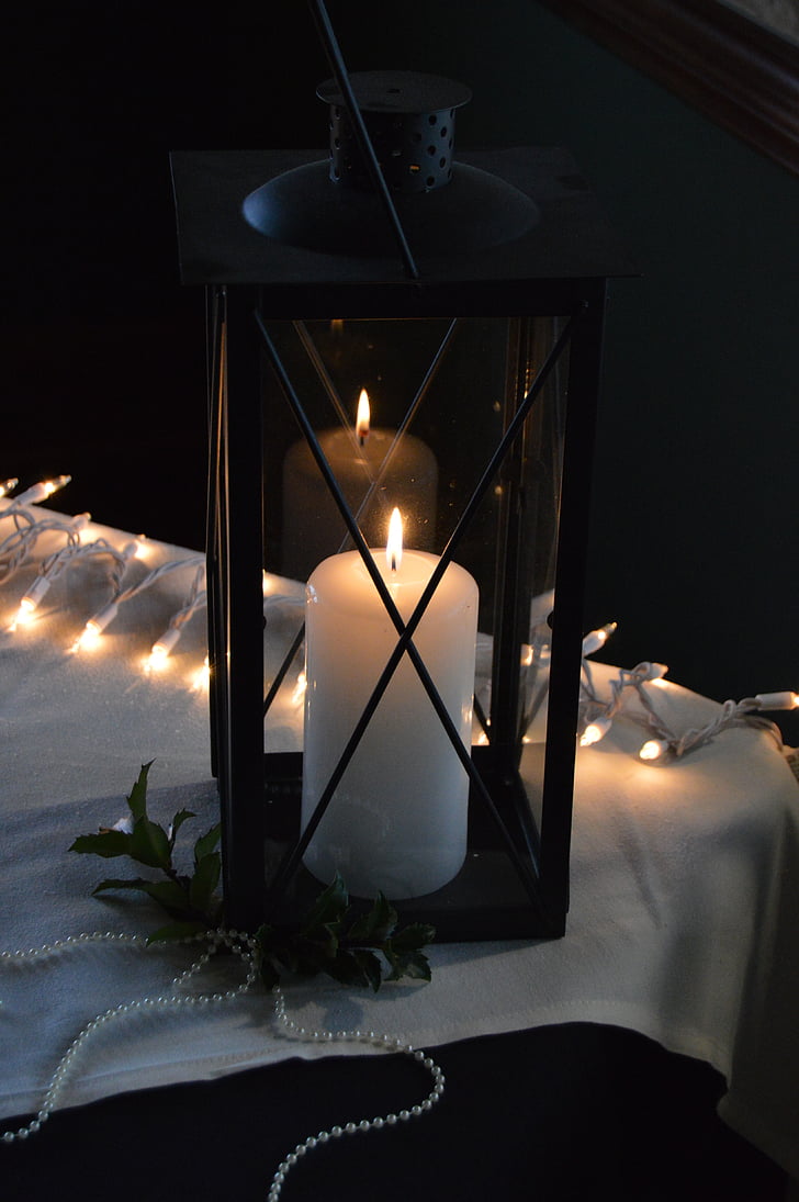 candle light, lanterne, lys, stearinlys, nat, dekoration, mørk