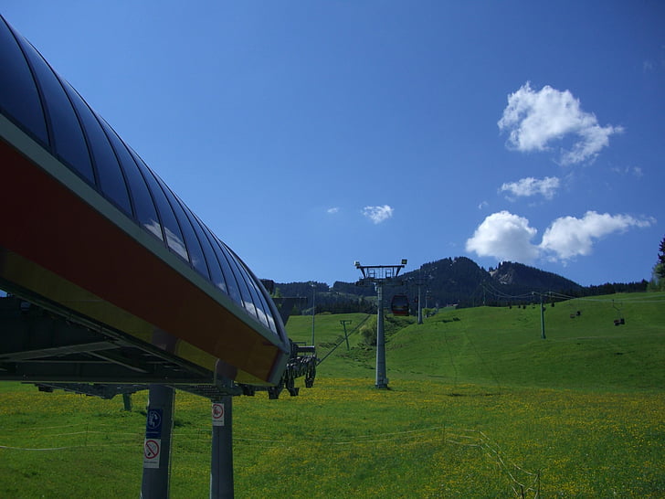 Alpine pekade, Allgäu, Alpspitzbahn, Nesselwang, himmelsblå, moln