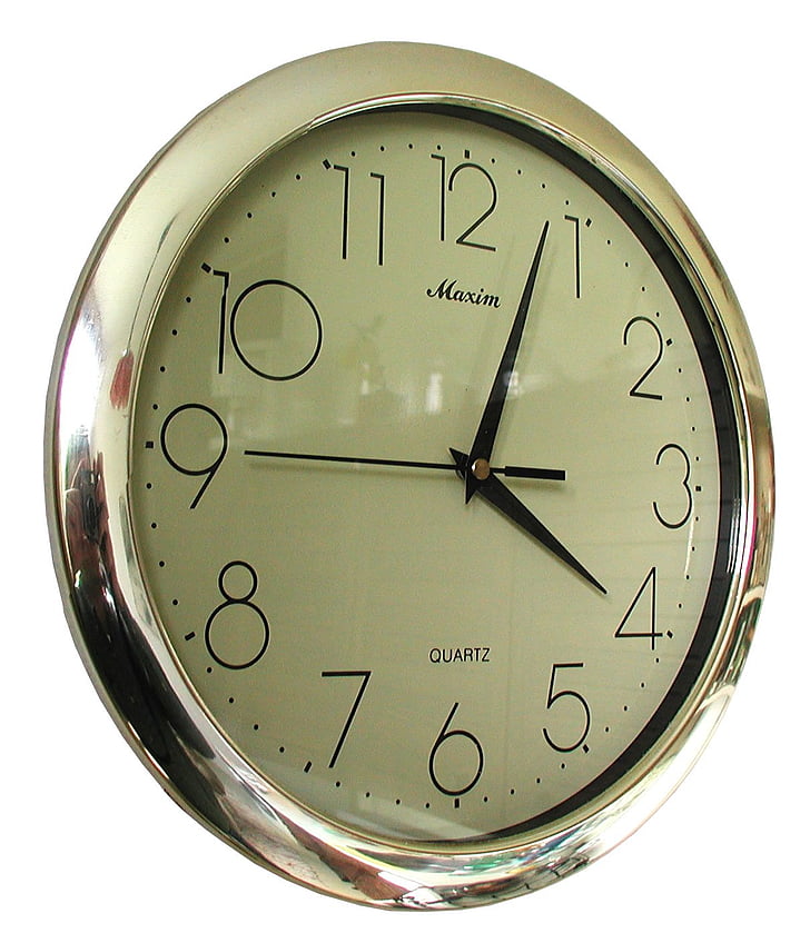 horloge murale, moment de la, horloge, temps, pointeur, secondes, minutes