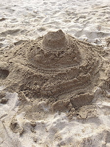 Sandburg, zand, strand, vakantie, sandelhout, zee, zand sculpturen