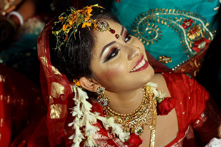 nevěsta, Bangladéš, Svatba, obřad, Fajn, Hind, Asie