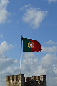 vlajka, Portugalsko, hrad, veža