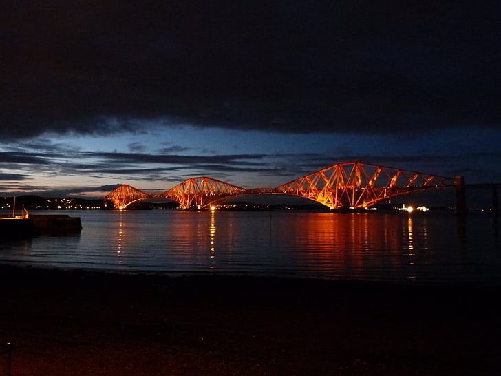 atgal kelių geležinkelio tiltas, geležinkelio tiltas, Škotija, maršrutas, skersinis, tiltas, naktį