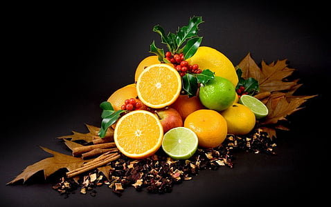 bunte, Früchte, Zitrus, Zitrone, Vitamine, gesund, Orange