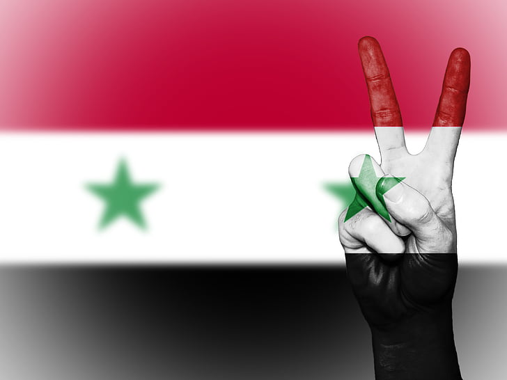 Syrie, paix, main, nation, arrière-plan, bannière, couleurs
