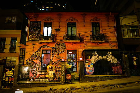 byggnaden i la paz, Bolivia, Graffiti, väggmålning, konst, sprayfärg, byggnad