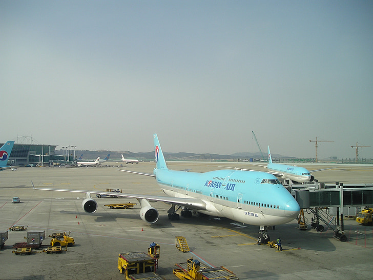 ilma-aluksen, Korea, Boeing, 747, Korean Airin, lentokenttä, ilmailun