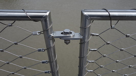 Wire, rør, gelænder, broen rækværket, regelmæssigt, mønster, metal