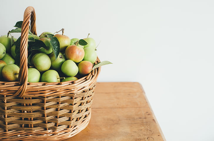 Kosz, Babcia, Jabłko, owoce, nadzwyczajne, tabeli apple, zdrowe odżywianie