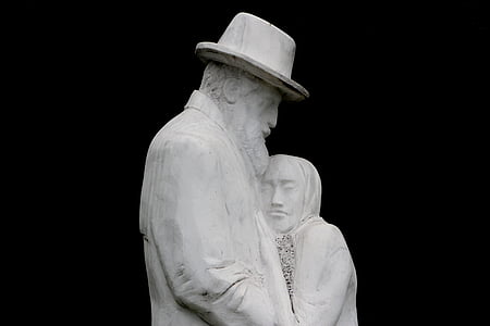 statue, man, woman, old, love, pair