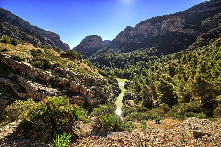 údolí, Guadalhorce, Malaga, Pinewood, pěší turistika, krajina, Příroda