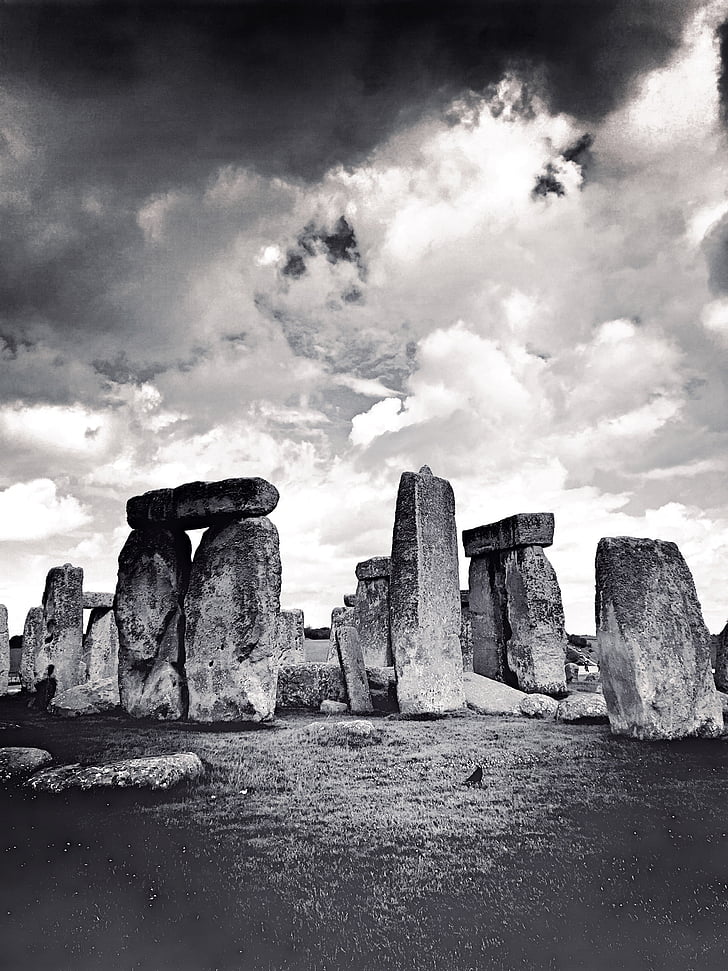 Stonehenge, plats för tillbedjan, historiskt sett, Storbritannien, England, mystiska, moln