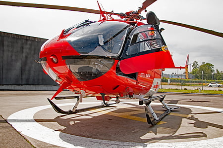 eurocopter, 145, ec145, helicopter, red, close, rescue helicopter