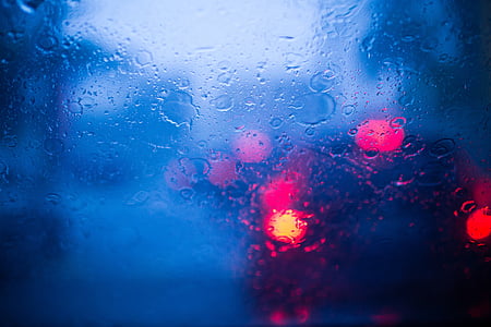 lluvia, lloviendo, parabrisas, coche, tráfico, de conducción, en coche