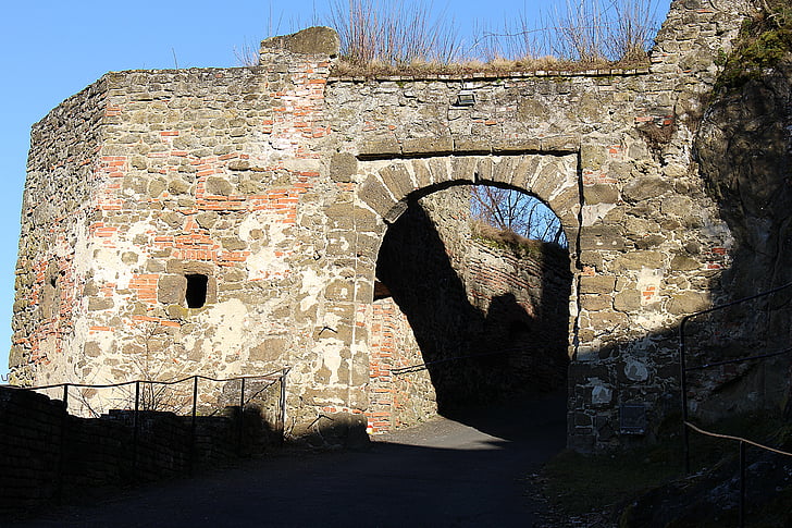 paret del castell, porta del castell, Castell, Güssing, arquitectura, vell, història