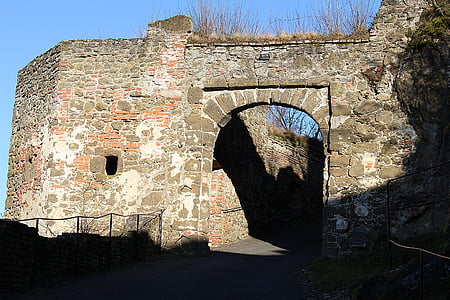 pared de Castillo, puerta del castillo, Castillo, Güssing, arquitectura, antiguo, historia