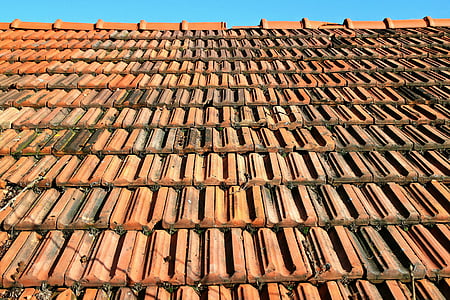 tile, roof, red, brick, roofing, weather, weather protection