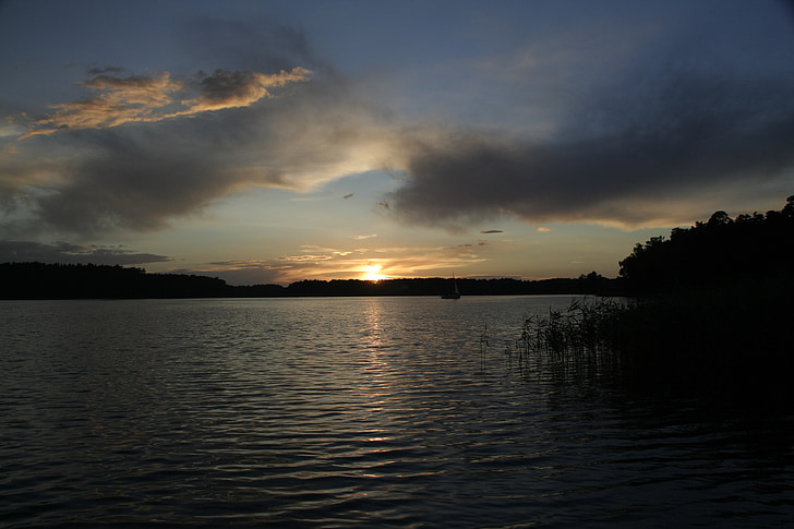 Lago, tramonto, acqua, cielo, natura, paesaggio, il silenzio