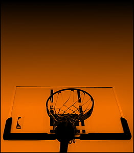 basketbal, basketbalový koš, tmavý, Dawn, zařízení, silueta, obloha