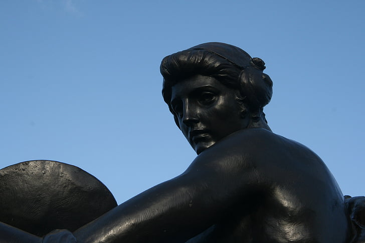 mujer, azul, contraste, Londres, estatua de, escultura, lugar famoso
