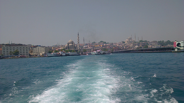 Turkiet, DivanIstanbul, Bosphorus, havet, vatten, Skyline